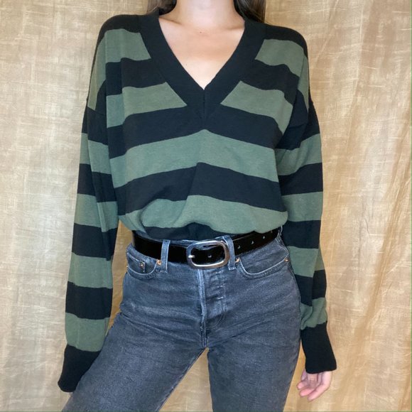 Banana Republic Striped V Neck Knit Pullover - Picture 2 of 5